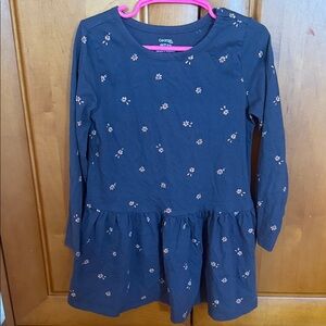 George Dark Blue Kids Dress with Floral Design